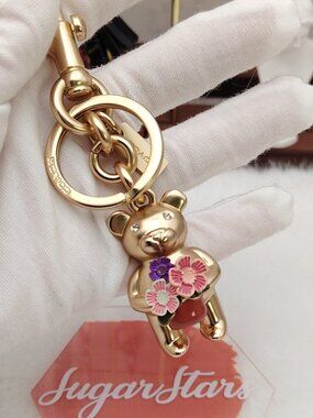 COACH 3D Teddy Bear Bag Charm keychain